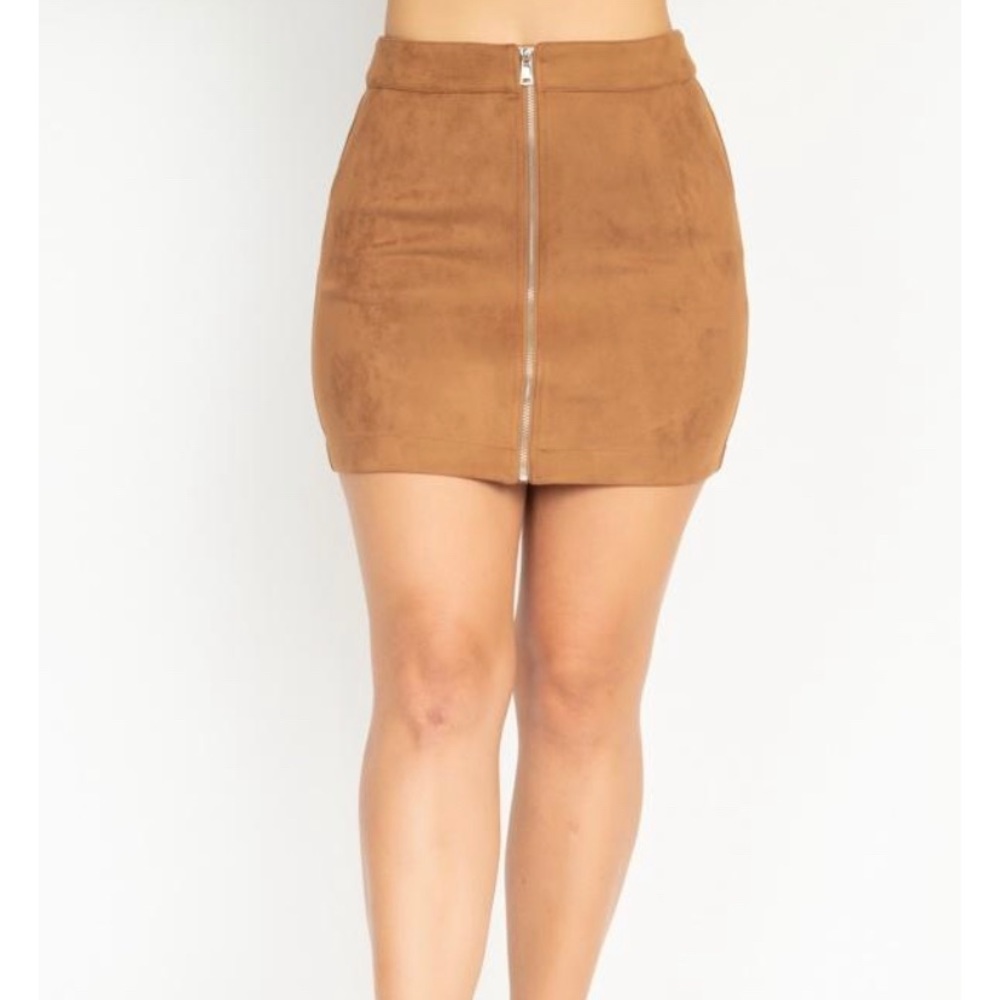 Camel Suede Mini Skirt